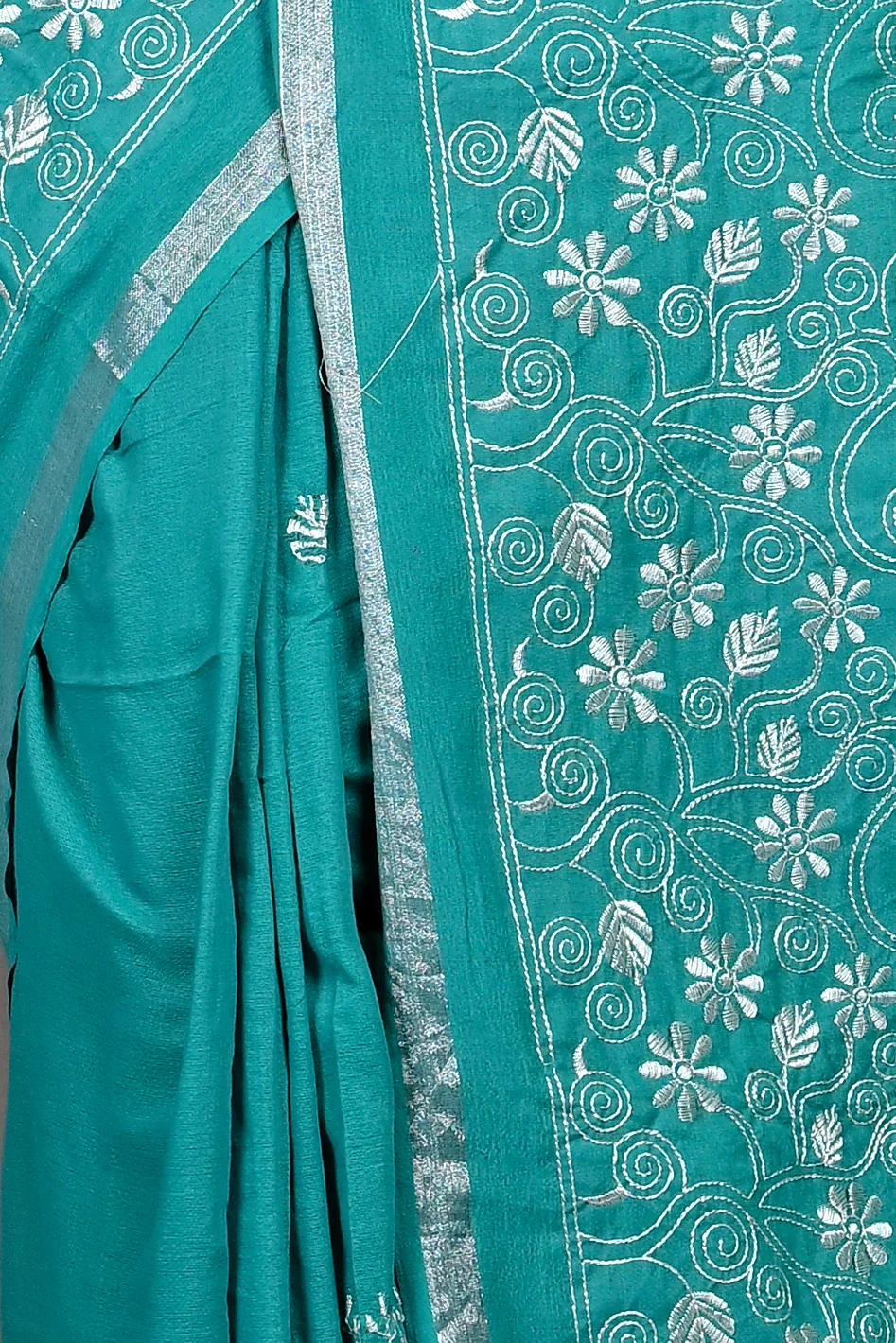 Green Cotton Blended Paru Hand Loom Saree (545)